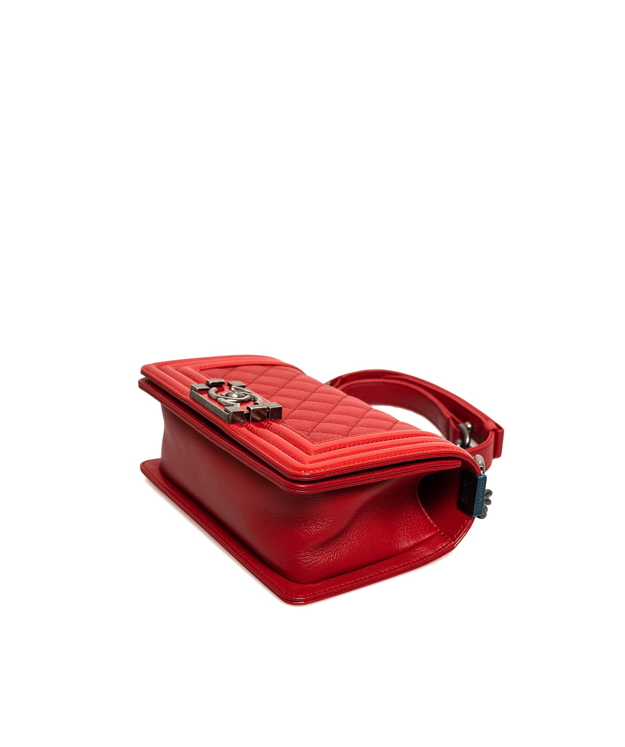 Chanel Chanel Small Red Caviar Leather Boy Bag - AGL1529