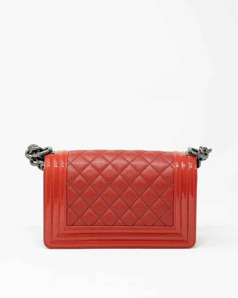 chanel small red purse leather