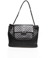 Chanel Chanel So Black Chevron Lambskin Leather Tote Bag NW3174