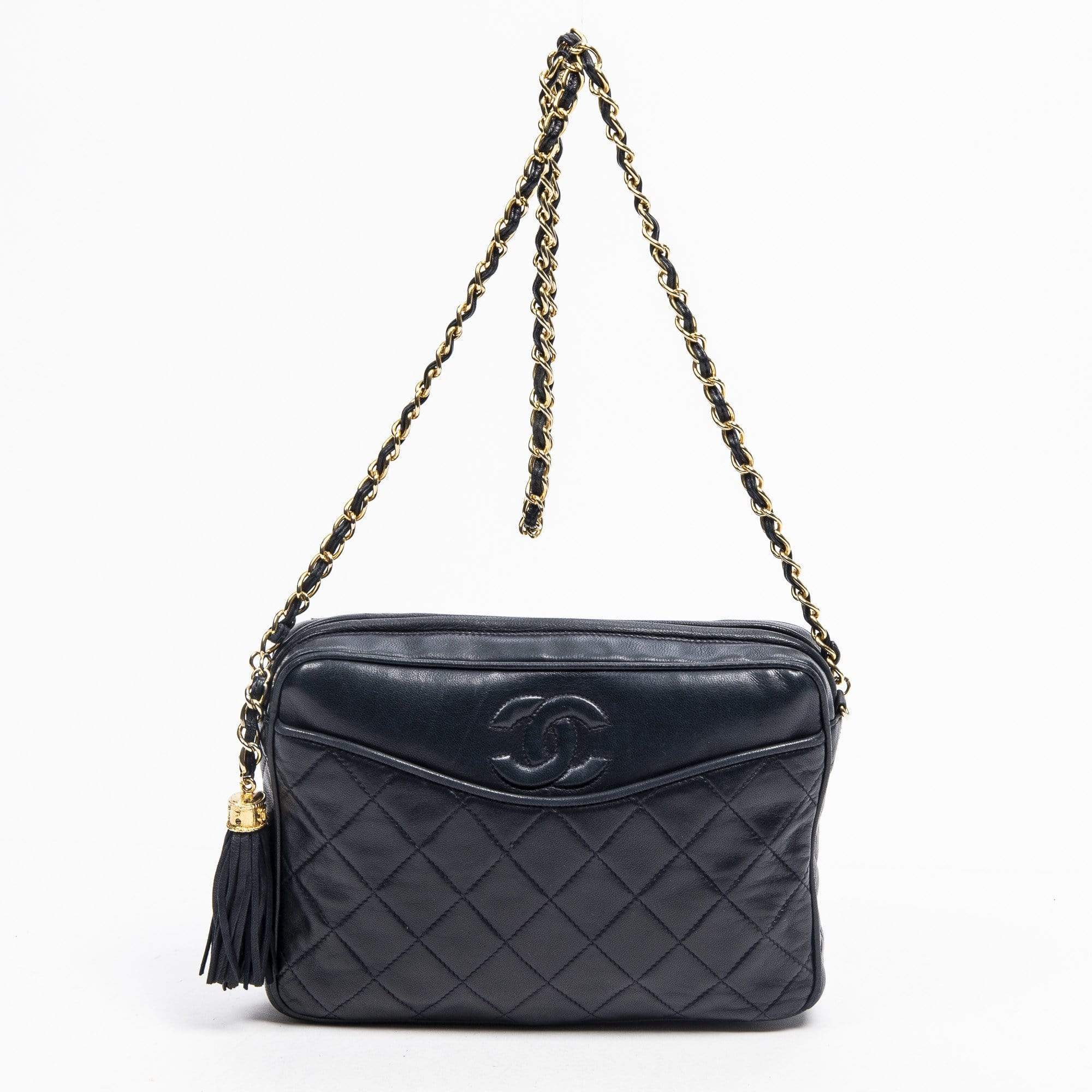 Chanel Chanel Tassel Camera Chain Bag Navy Blue Calf Bag - AWL1202