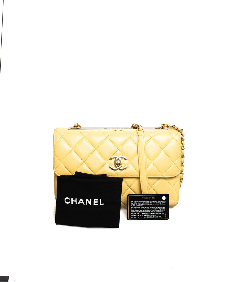 CHANEL, Bags, Chanel Lambskin Quilted Trendy Cc Dual Handle Flap Bag Beige