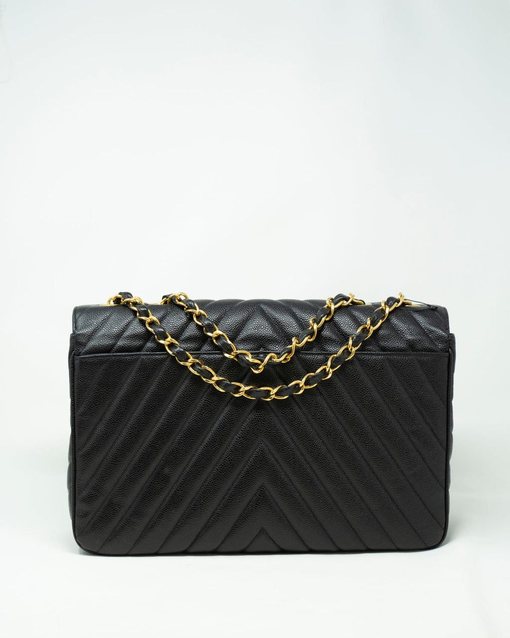 Sold at Auction: Chanel V Stitch CC Black Leather Flap Handbag