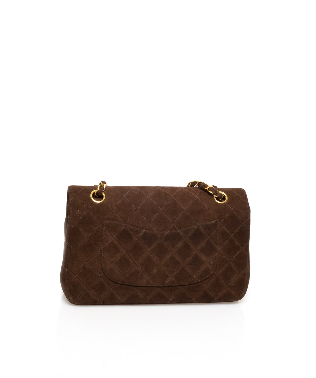 Chanel 2000s Brown Suede Gold Hardware Flap · INTO