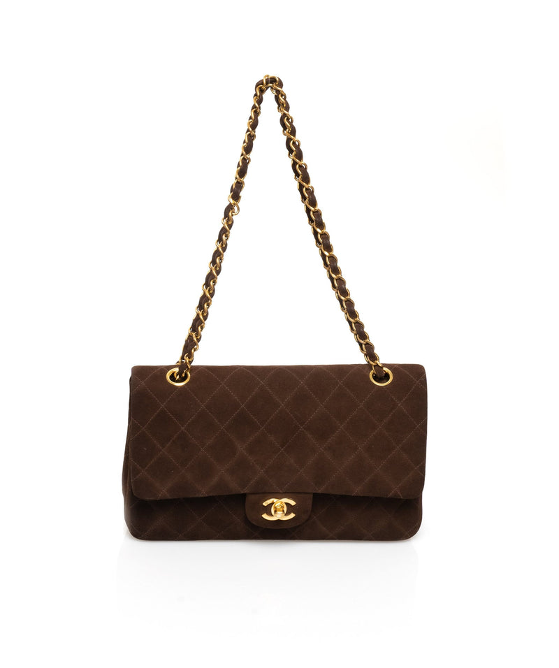 Chanel Vintage 10 Medium Classic Flap Bag Brown Suede - ASL1661 –  LuxuryPromise