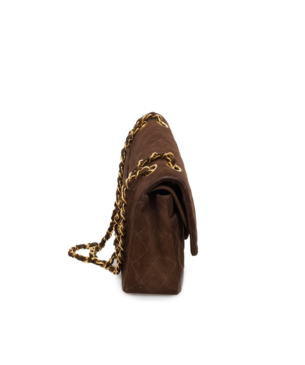 Sorbonne flap bag in suede and vintage leather