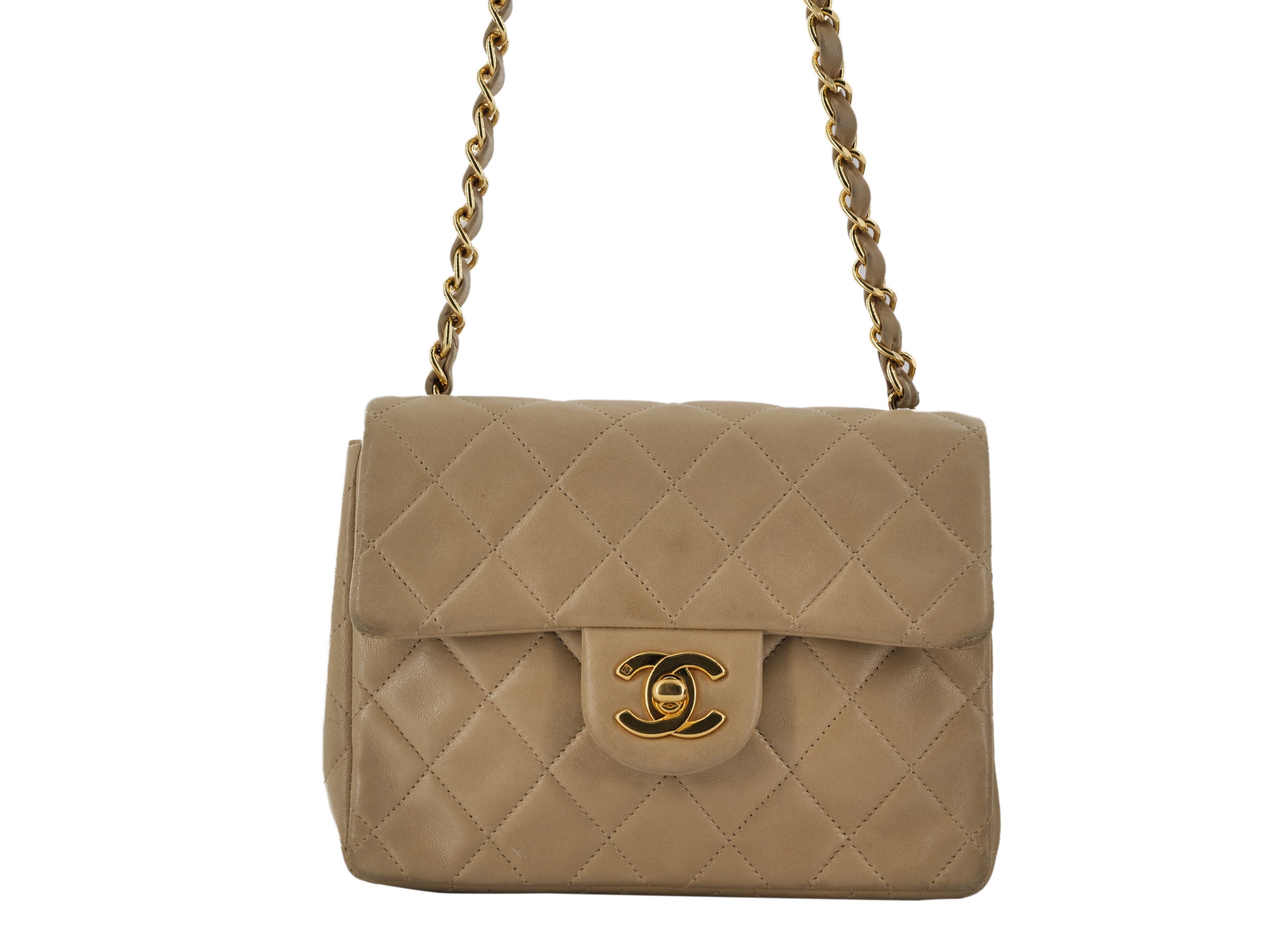 Chanel Chanel Vintage Beige 7" Mini Classic Flap Bag with GHW - AWC1248