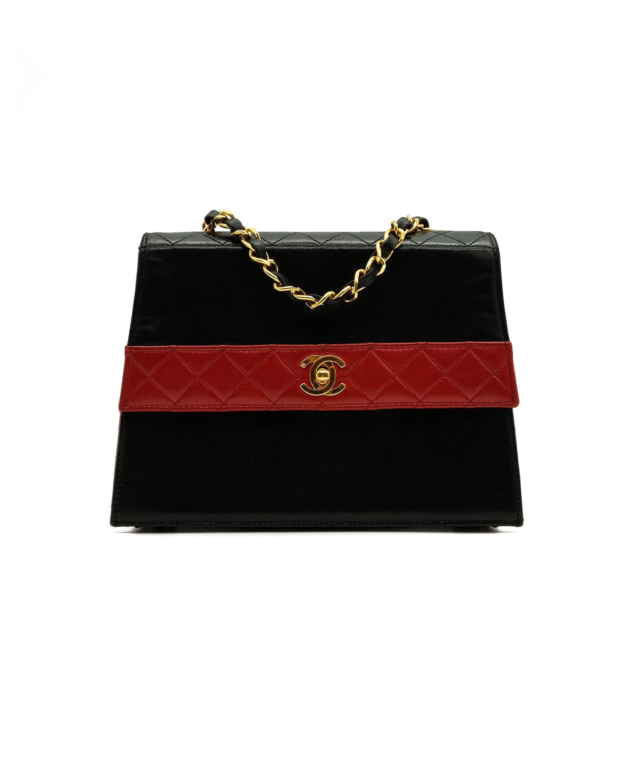 Chanel Chanel Vintage Black and Red Bi-colour Trapezoid Shoulder Bag with GHW - AWC1277