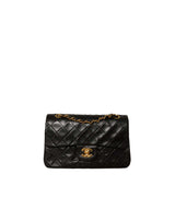 Chanel Chanel Vintage Black Lambskin 9" Small Classic Flap Bag - AWL1437