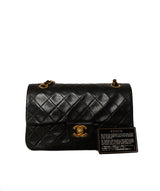 Chanel Chanel Vintage Black Lambskin 9" Small Classic Flap Bag - AWL1437