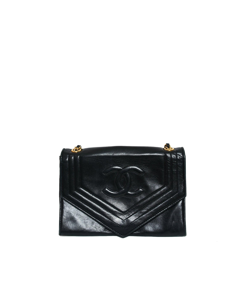 Chanel Chanel Vintage Black lambskin Envelope Bag GHW  AGL1130
