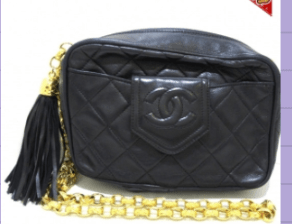 Chanel Chanel Vintage Black Lambskin Small Camera Bag with Gold Bijoux Chain - AWL3627