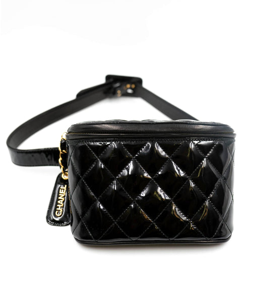 Chanel 1994-96 Mini Bum Waist Bag with Belt Black Quilted Patent Leath -  Article Consignment