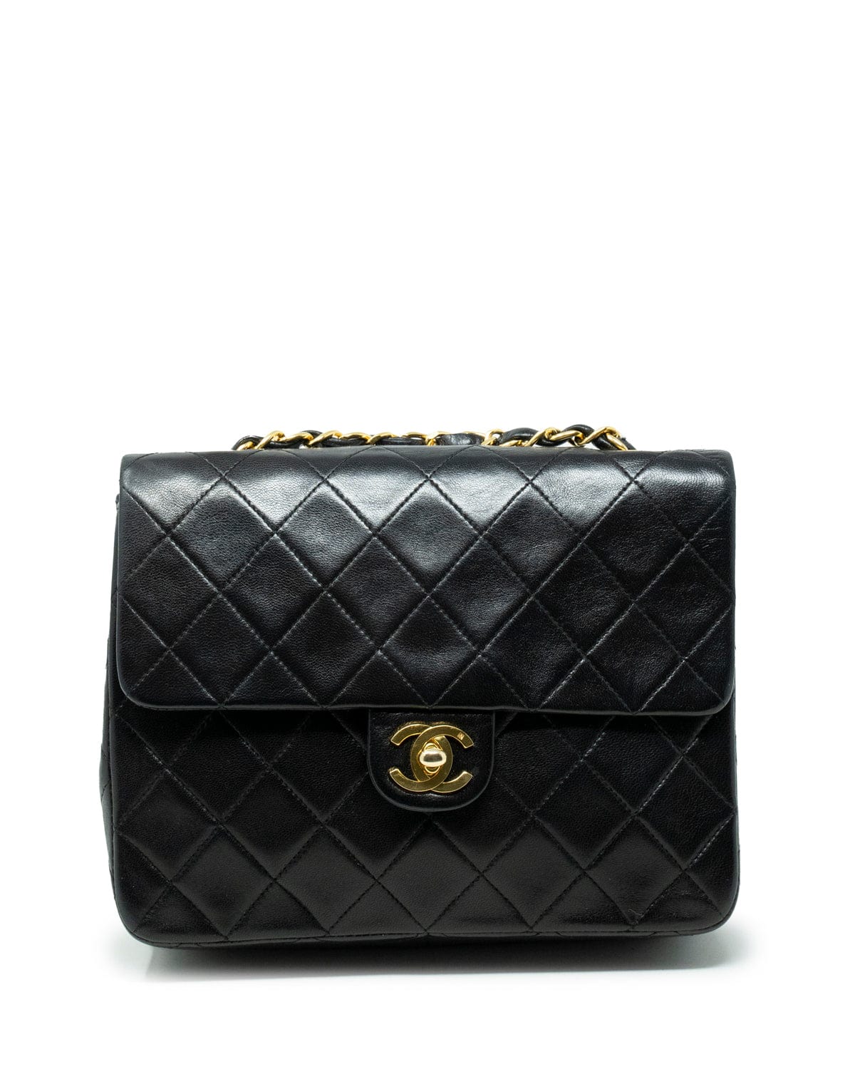 Chanel Chanel Vintage Black Square 8" Size  Single Classic Flap Bag - AWL2555