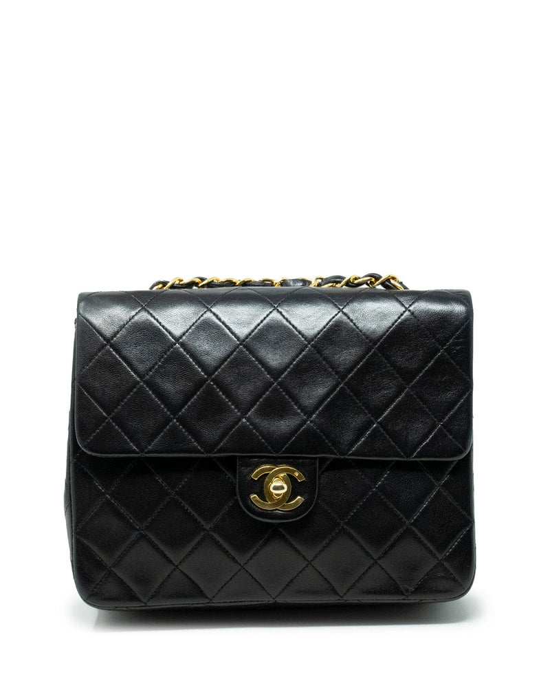 Chanel Vintage Black Square 8 Size Single Classic Flap Bag