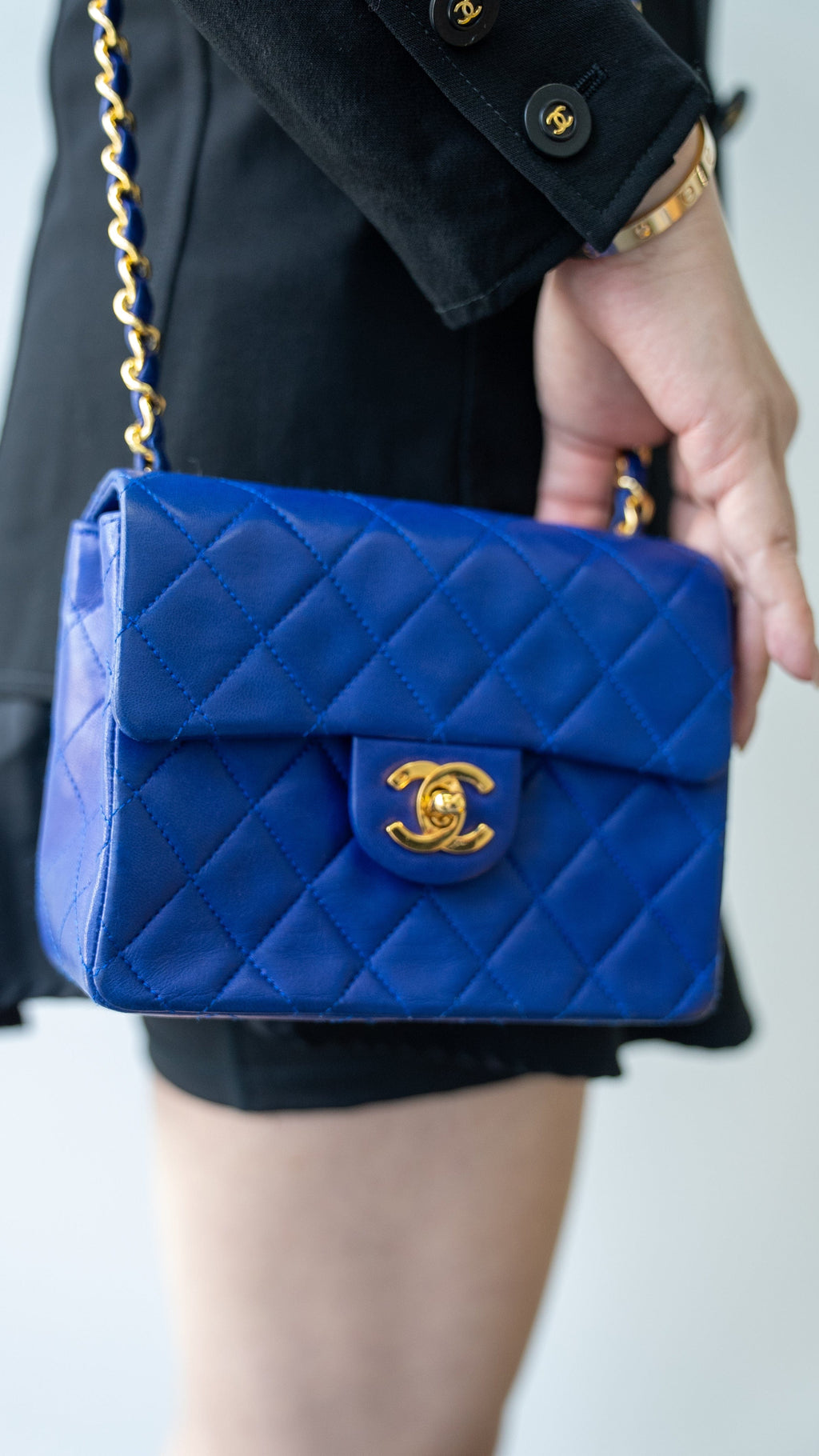 CHANEL Lambskin Quilted Wallet On Chain WOC Royal Blue 38990  FASHIONPHILE
