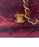 Chanel Chanel Vintage Burgundy Velvet Mini Flap Bag - ASL1526