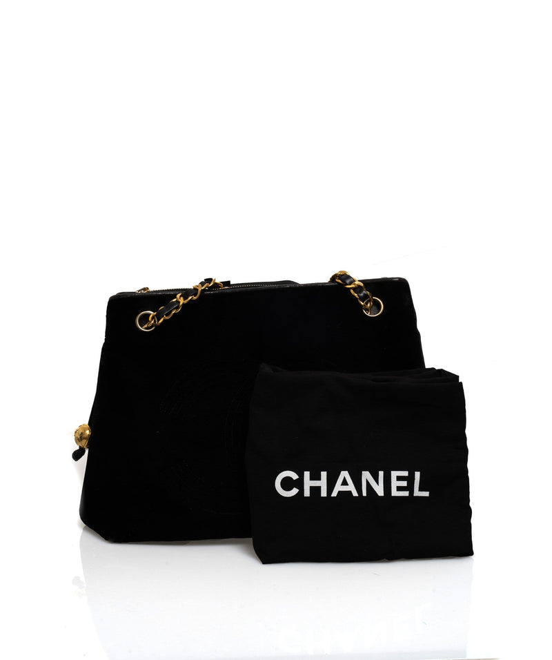 Chanel Chanel Vintage CC Logo Velvet Shoulder Tote Bag - AWL1376