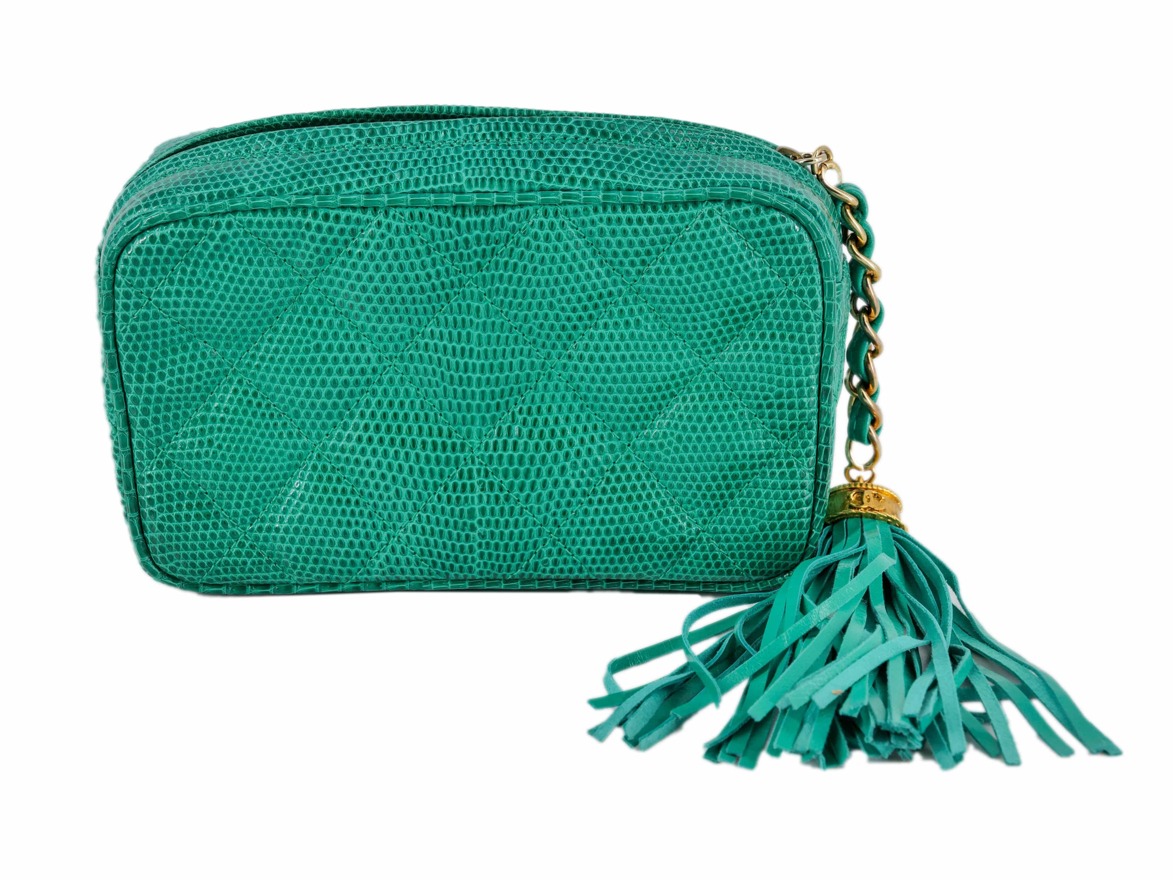 Chanel Chanel Vintage Green Lizard Skin Clutch Bag - AWC1264