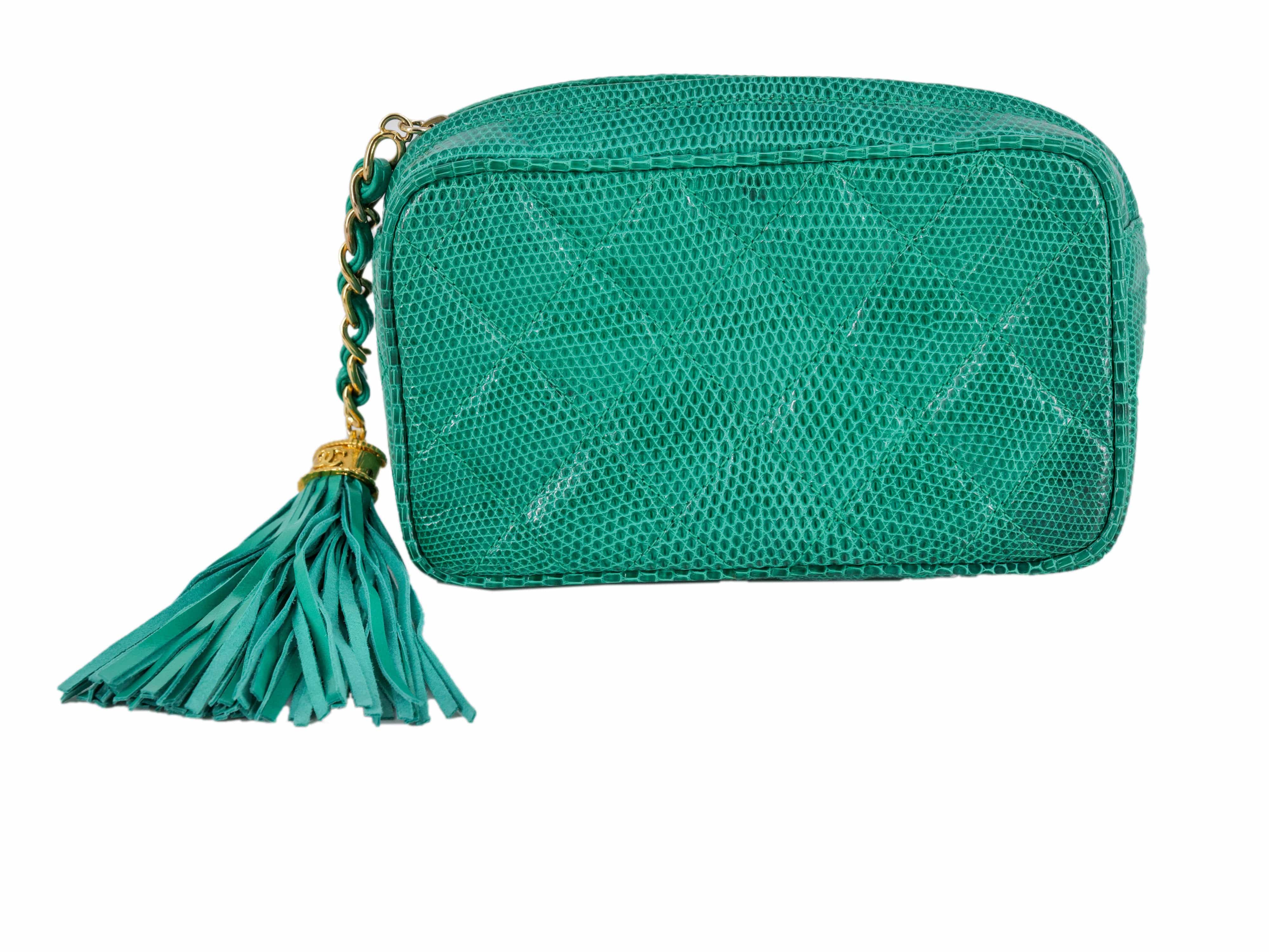 Chanel Chanel Vintage Green Lizard Skin Clutch Bag - AWC1264