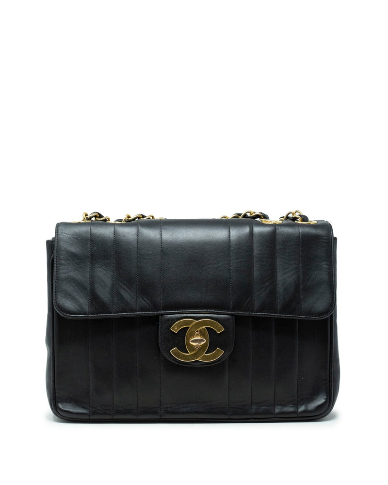 Chanel Chanel Vintage Mademoiselle Vertical Stripe Jumbo Shoulder Bag - ASL1662