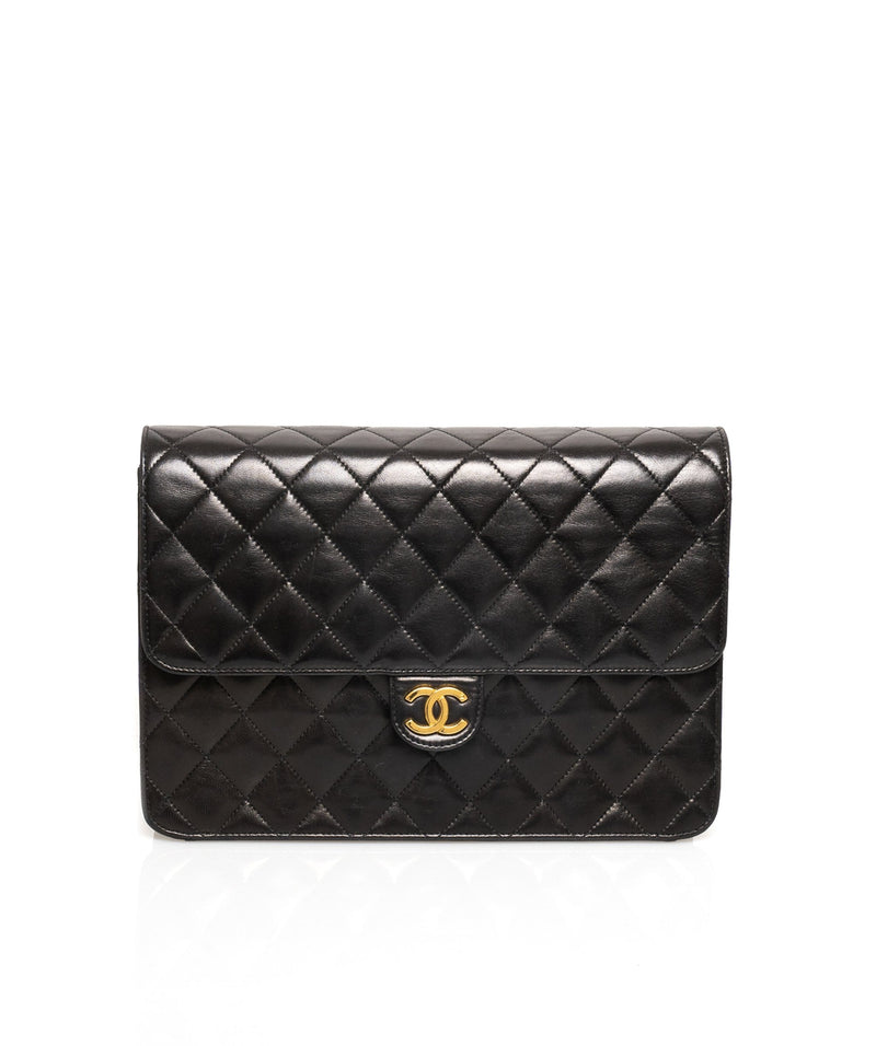 Chanel Chanel Vintage Matelasse Lambskin 10" Medium Single Flap Two-Way Bag - RCL1180