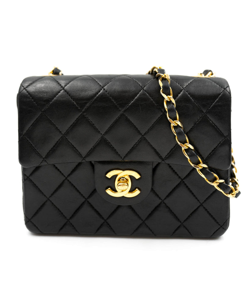 Chanel Black Vintage Lambskin Top Handle Bag with 24K Gold Hardware Chanel