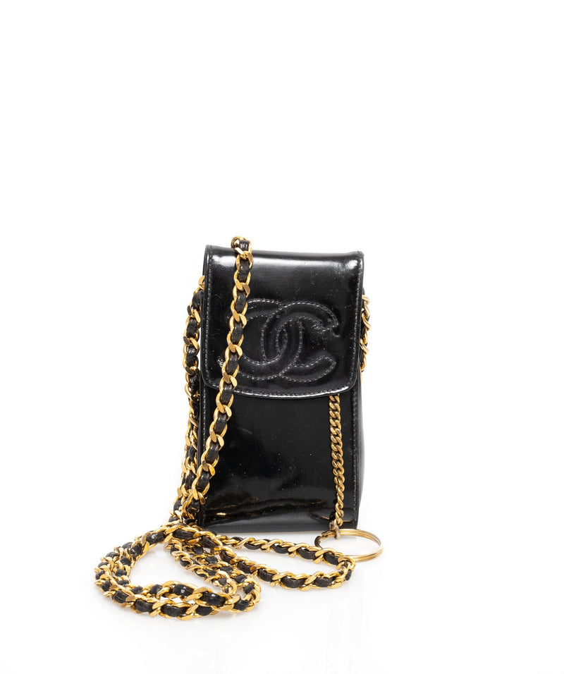 chanel patent leather crossbody handbag