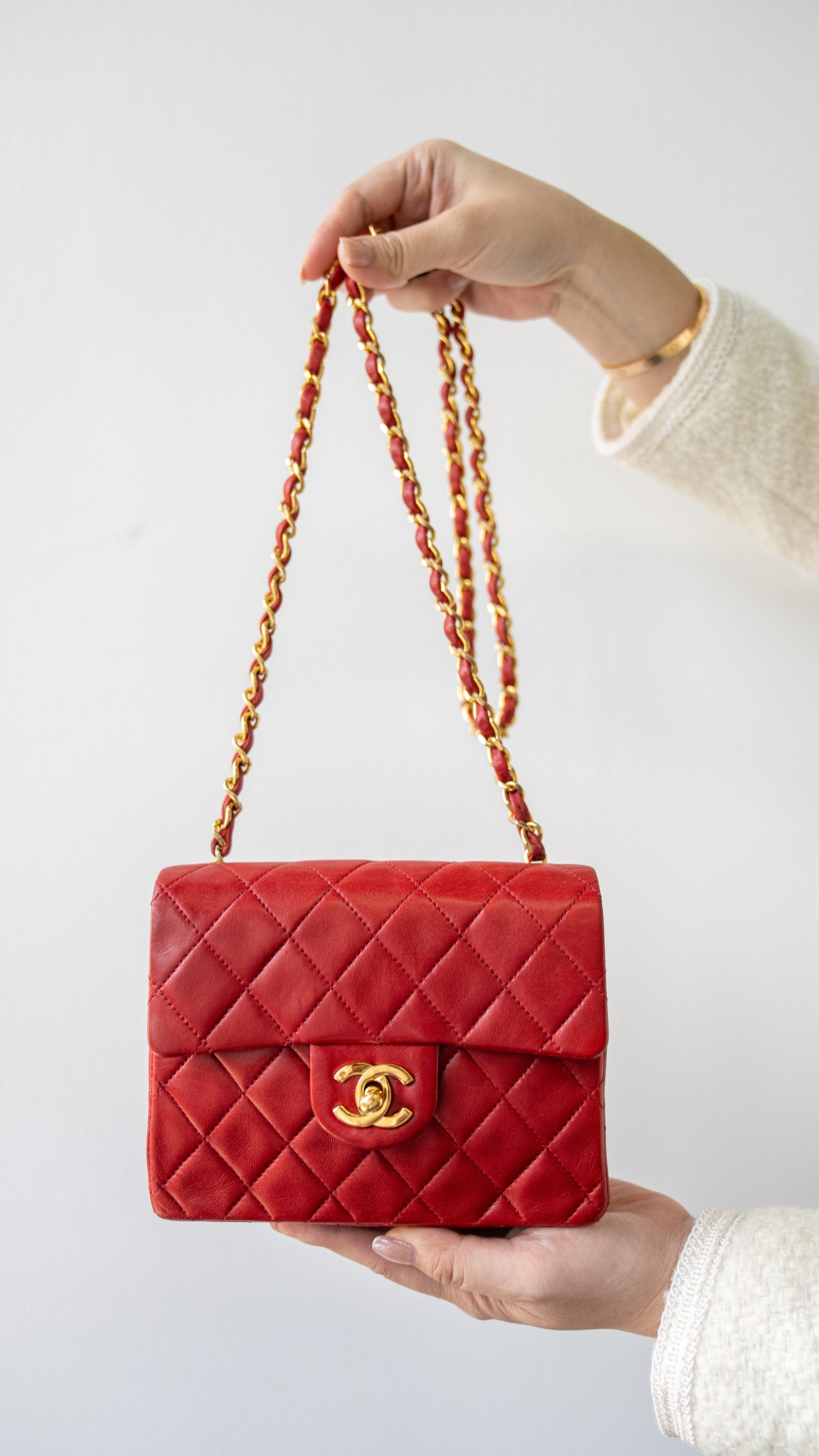 Chanel Red Classic Mini Square Flap Bag
