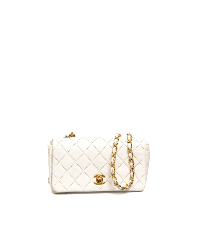Chanel Chanel Vintage Mini White Lambskin Full Flap Bag - AWL1690