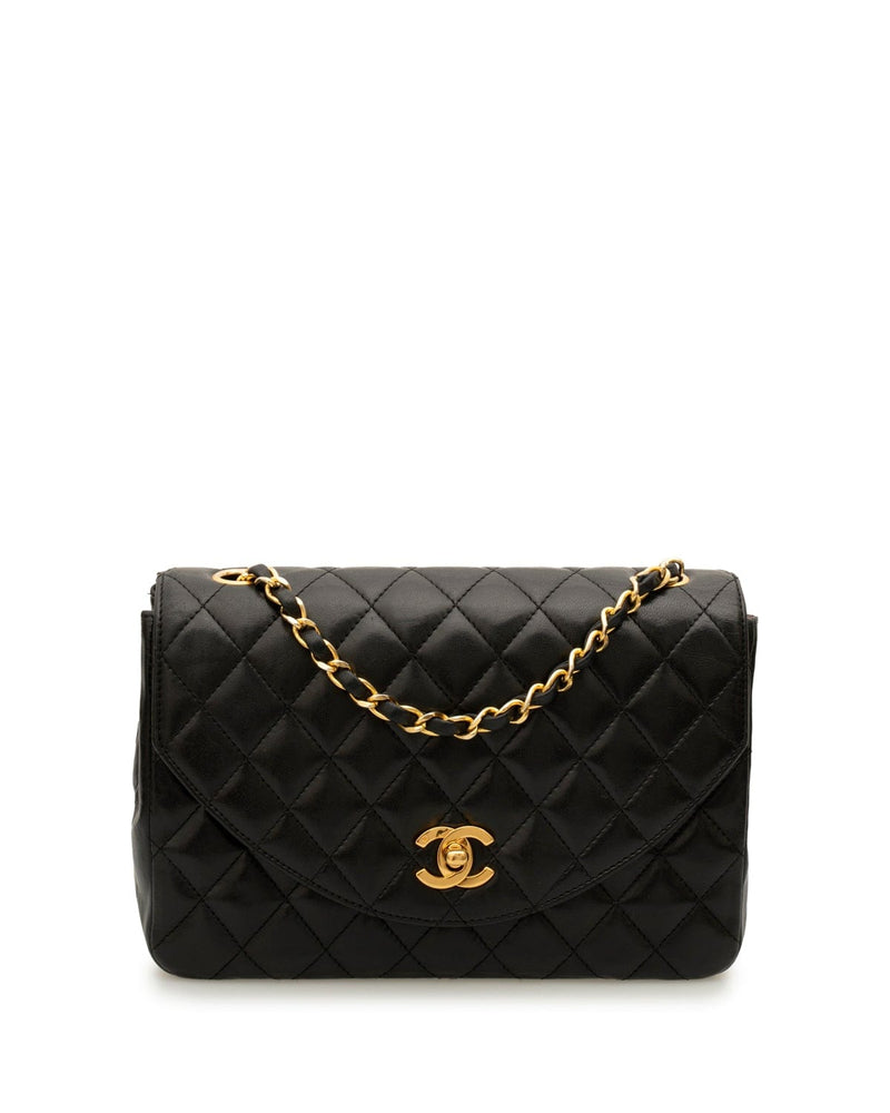 Chanel Chanel Vintage Oval Black Lambskin Classic Style Flap Bag - ASL1935