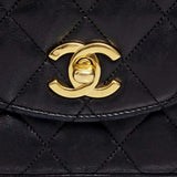 Chanel Chanel Vintage Oval Black Lambskin Classic Style Flap Bag - AWL1604