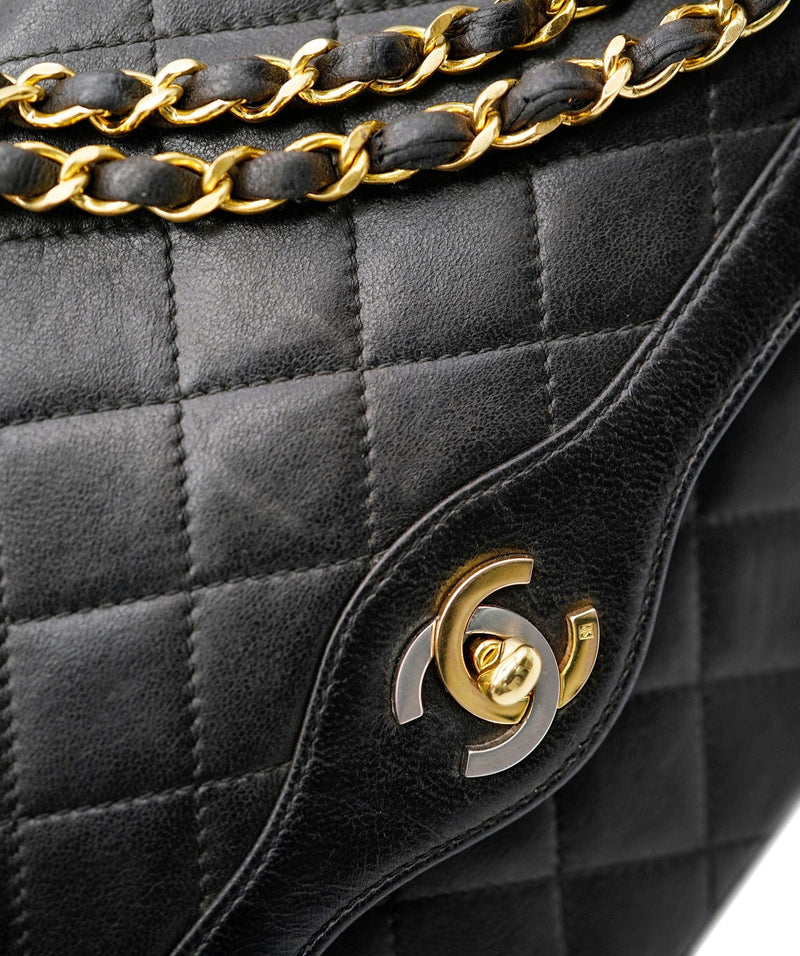 Chanel Limited Edition Paris Gold & Silver Hardware Double Flap Bag