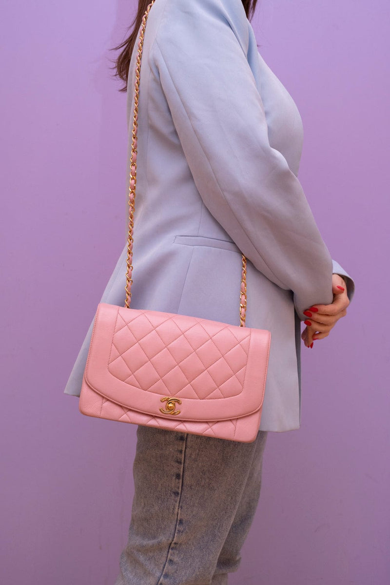 Chanel Diana Large Flap Bag in Pink Blush Lambskin with Antiqued Gold  Hardware - SOLD