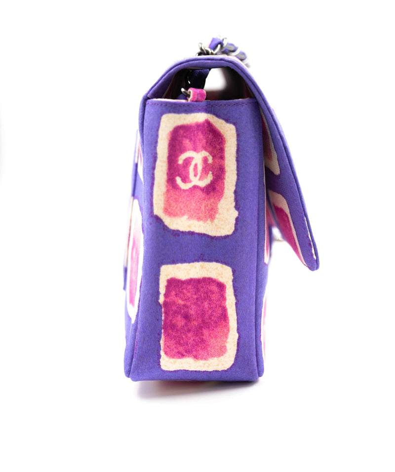 Chanel vintage purple pink cc print medium flap shoulder bag UKL1164 –  LuxuryPromise