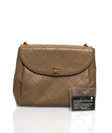 Chanel Chanel Vintage Single Flap Taupe Calf Leather Shoulder Bag - AWL1552