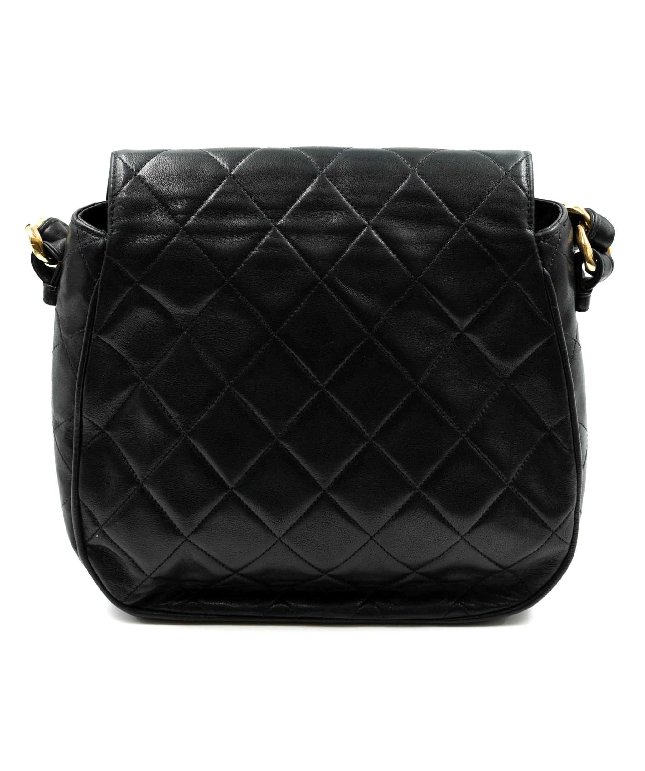 Chanel Chanel Vintage Tall Rounded Single Flap Black Quilted Lambskin Leather A - AWL4091
