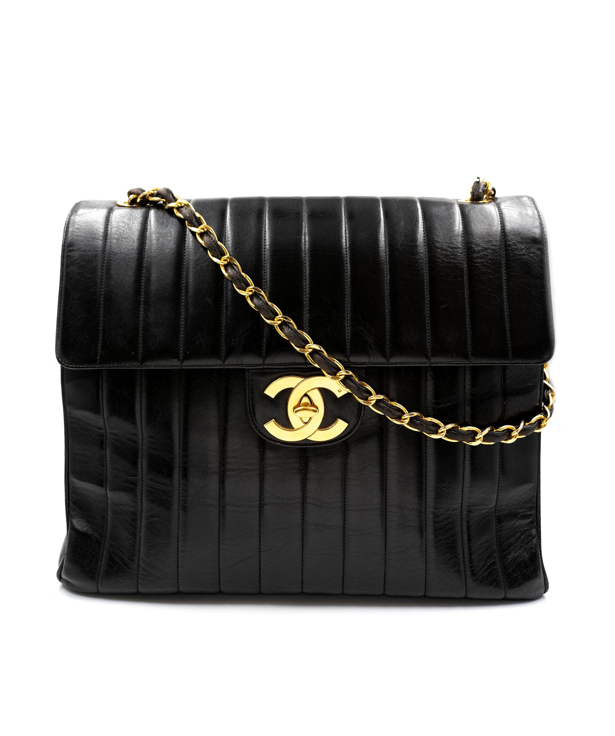 Chanel Chanel Vintage Vertical Stripe Maxi Single Flap Bag - AWL1728
