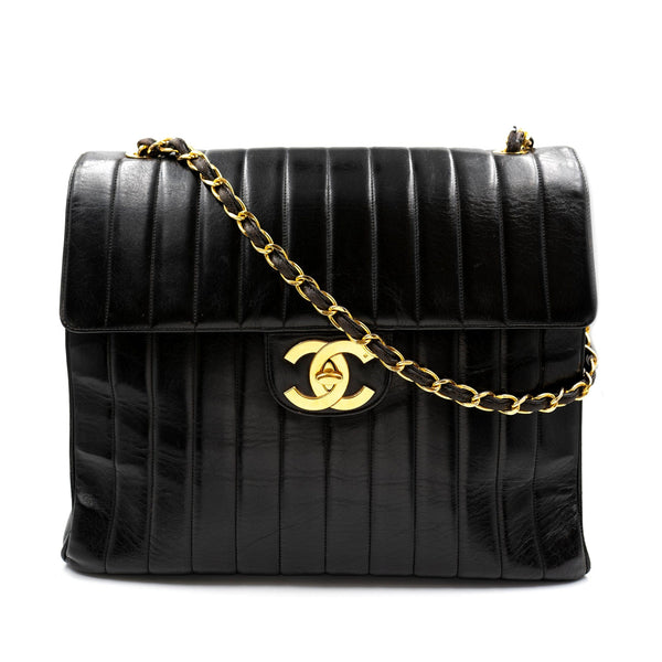 1980's Vintage Chanel Black Classic Zipped Tote With Chains at 1stDibs