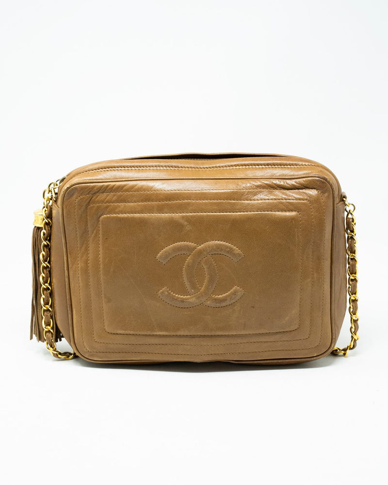 Chanel Chanel Vintage Zip Tassel Bag Brown Calf Leather Crossbody Bag - AWL2642
