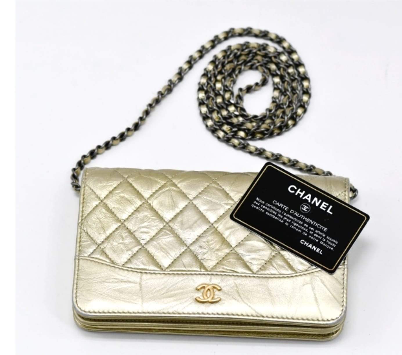 Chanel Gabrielle Wallet on Chain shoulder bag in blue and black quilted  leather