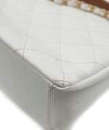 Chanel Chanel white caviar and wood detail GHW magnetic bag, series 8085224,
w authenticity card AGC1212