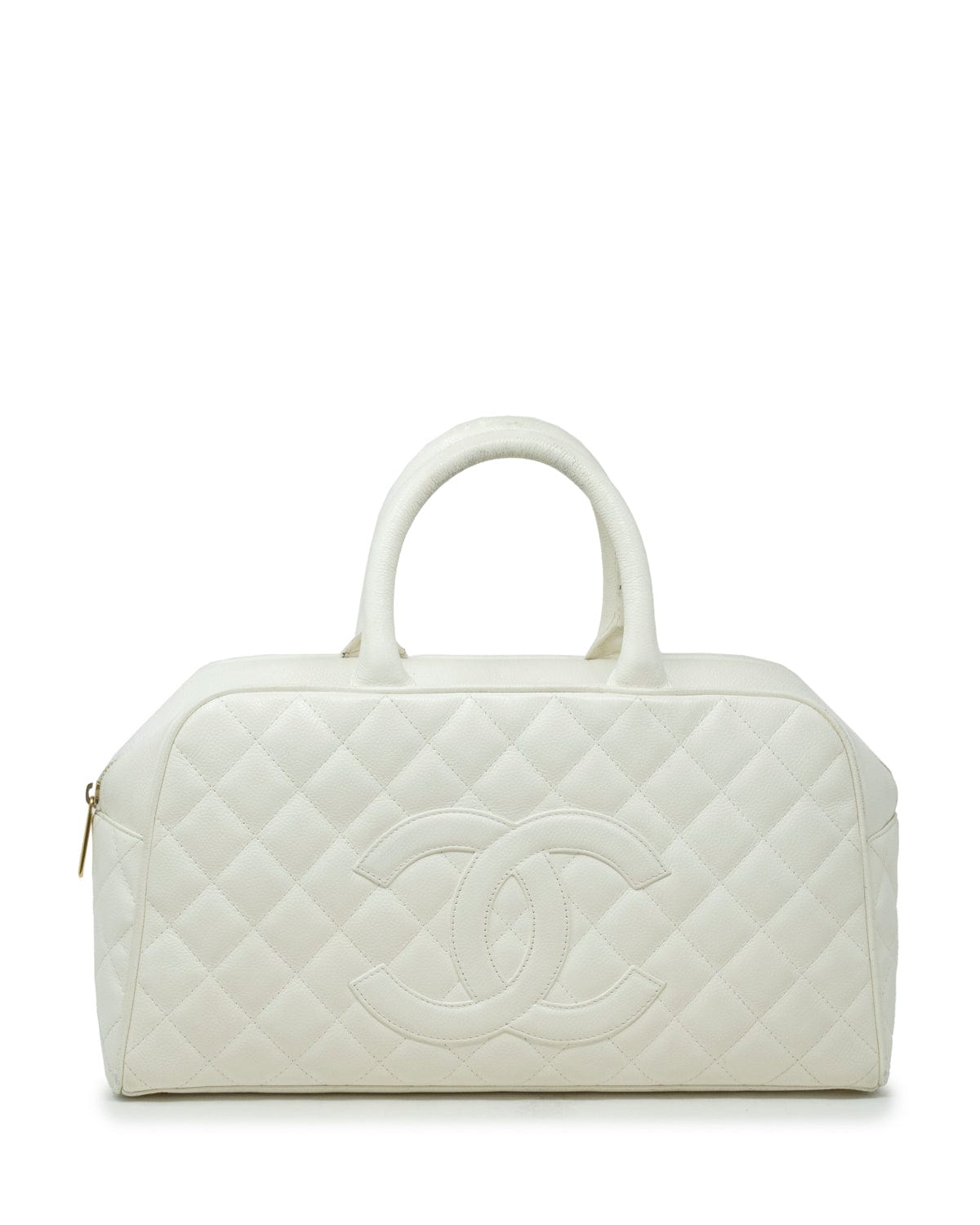 Chanel White Caviar Bowling Bag GHW - AGL1869