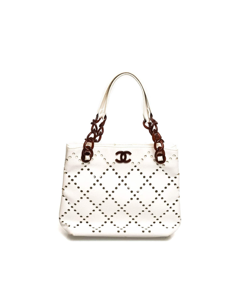 Chanel Chanel White Caviar Perforated Tote Bag - AGL1359