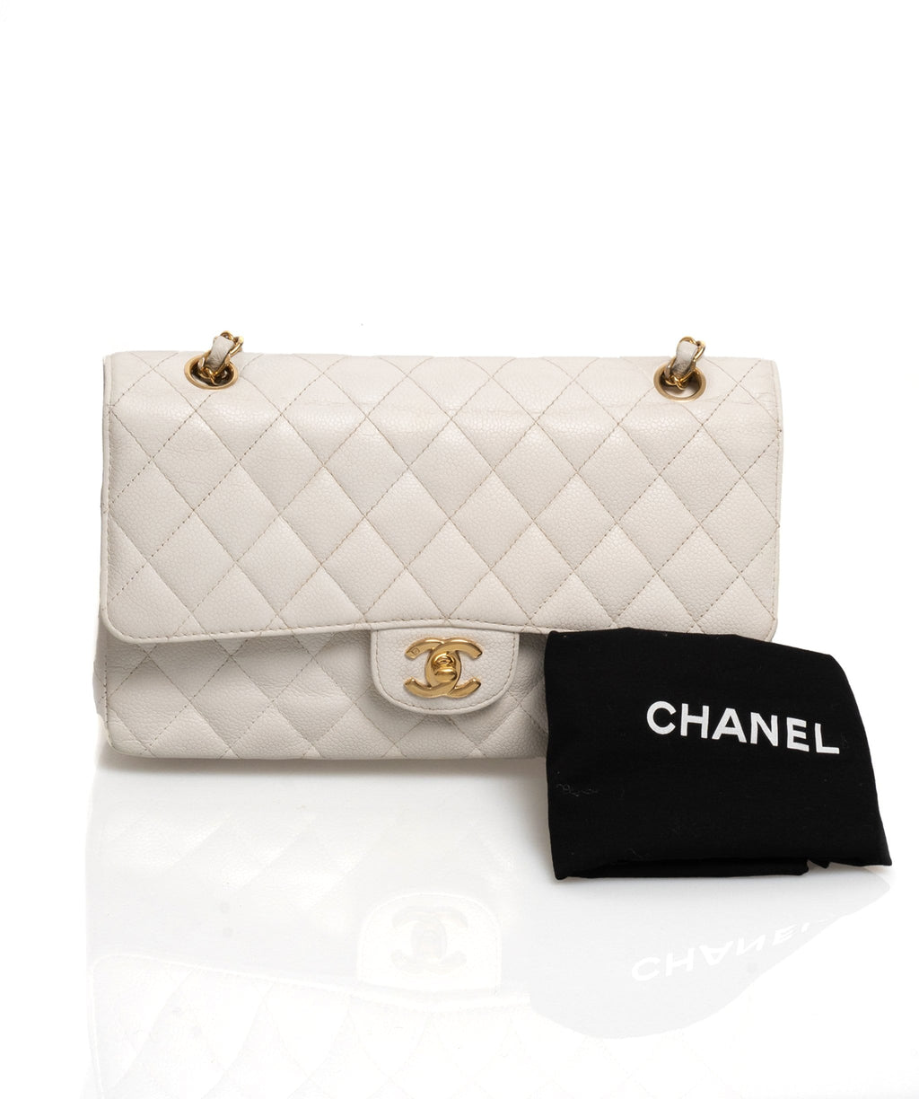 Chanel White Caviar Small Classic Flap Bag  Labellov  Buy and Sell  Authentic Luxury