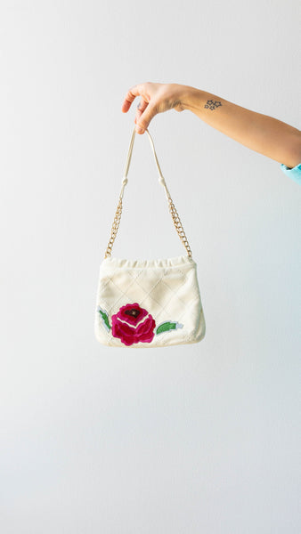 chanel bag with flowers