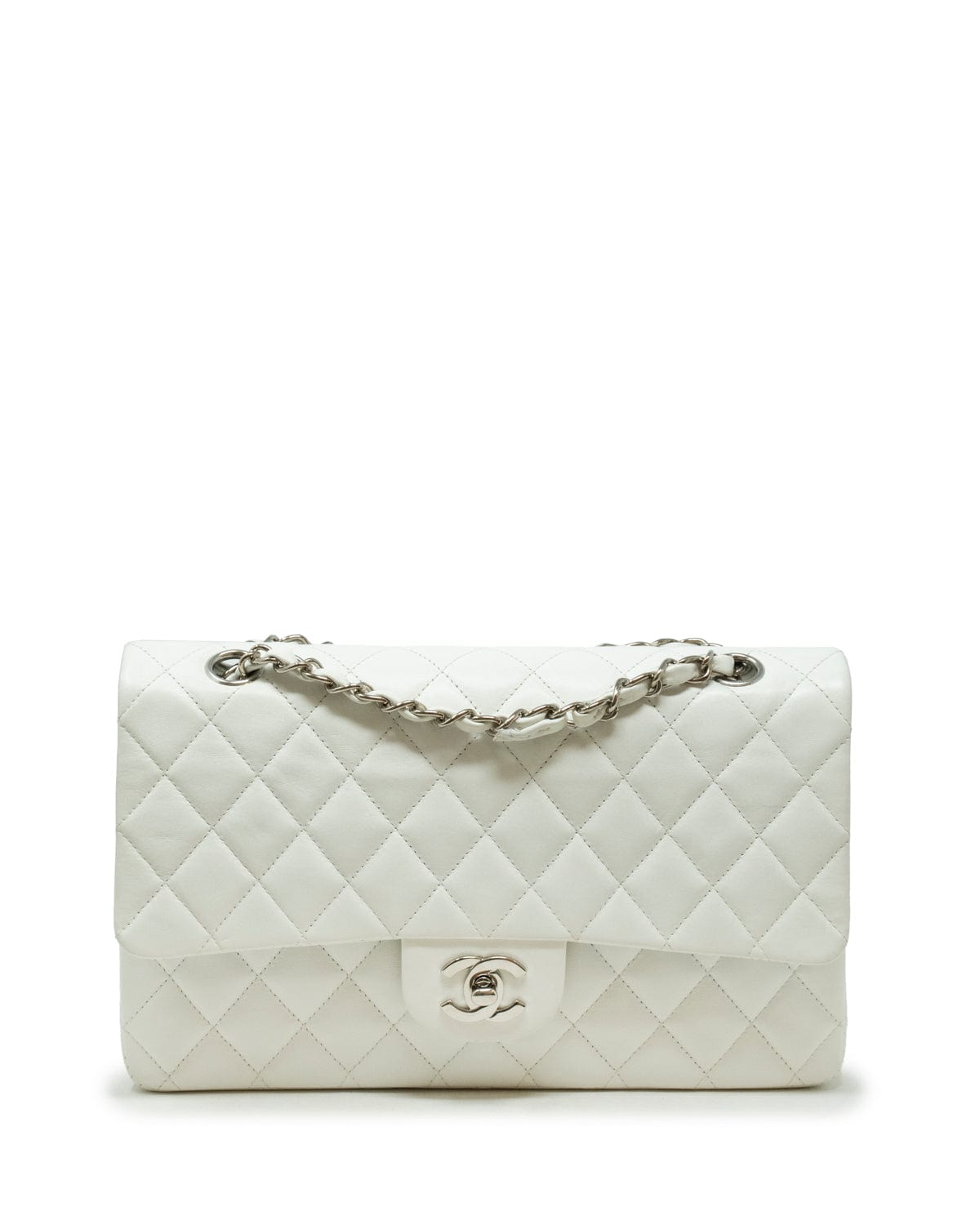 Chanel Chanel White Medium Classic Flap 10" with SHW - AWL2556