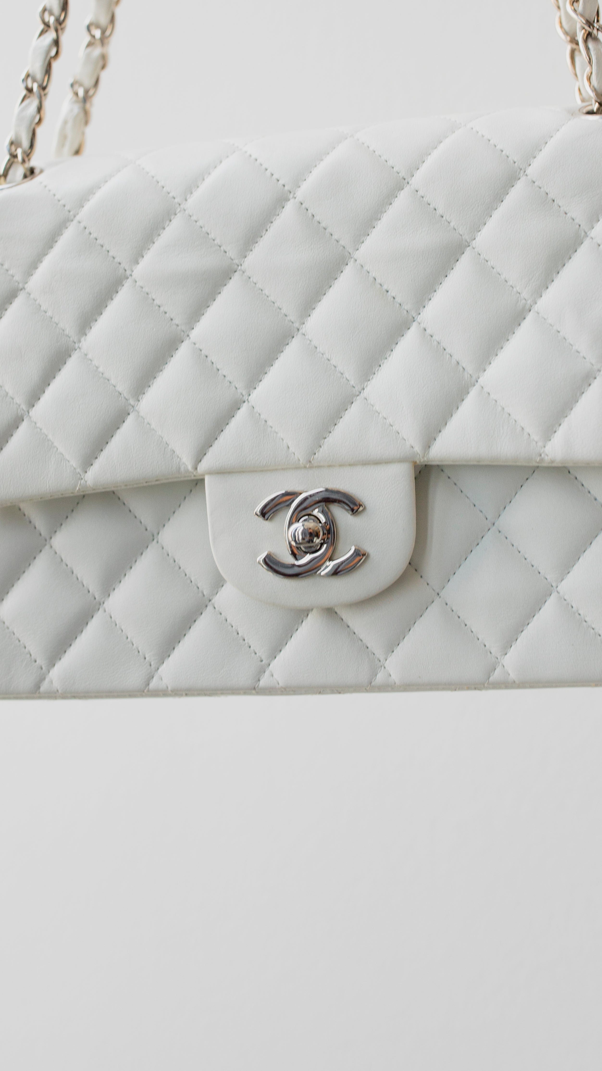 Chanel Chanel White Medium Classic Flap 10" with SHW - AWL2556