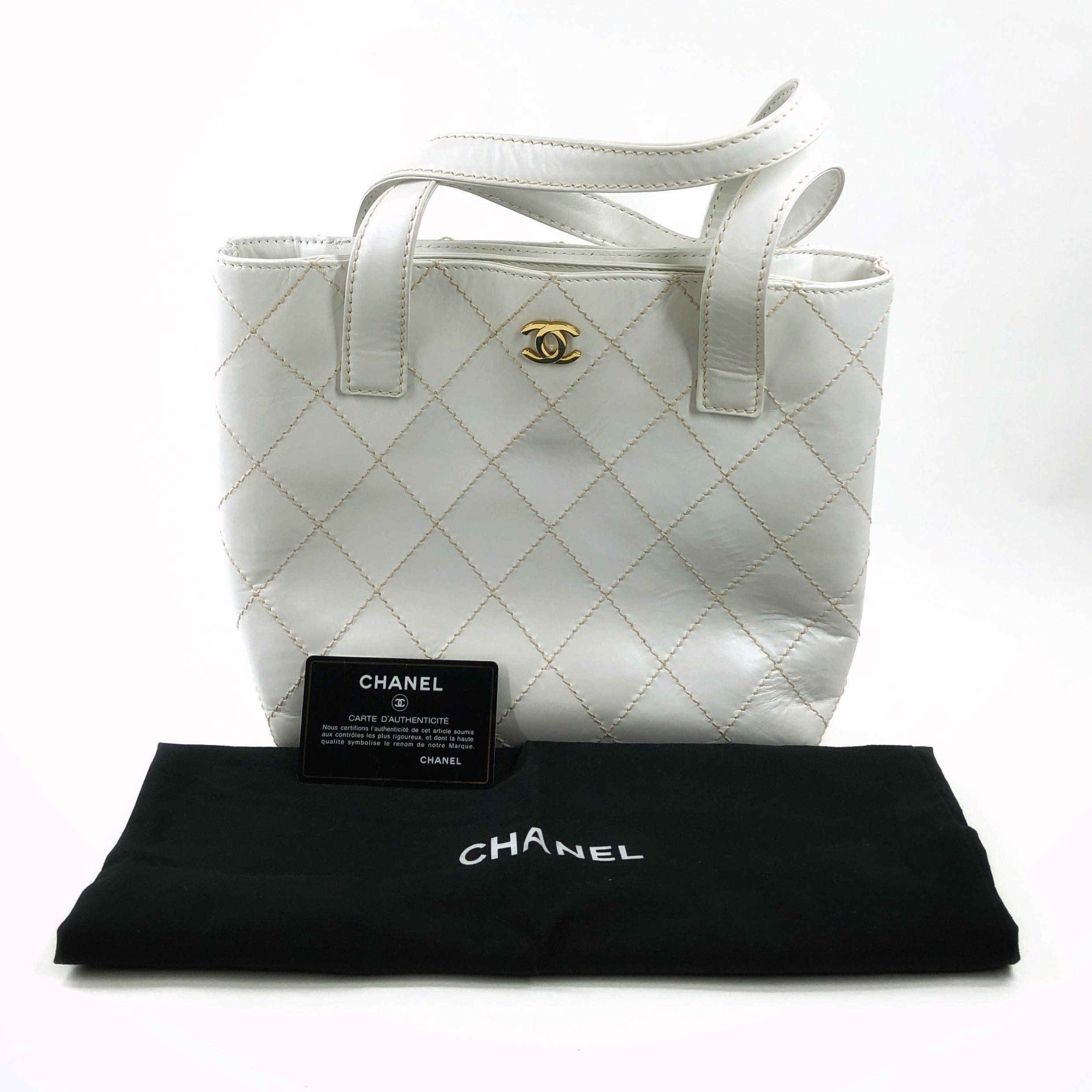 Chanel Chanel Wild Stitch Tote Bag in Leather White PXL1679