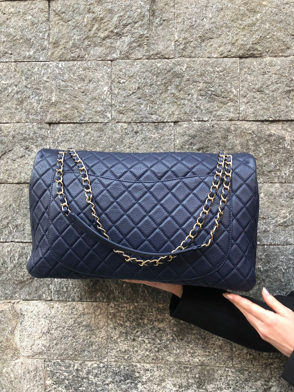 Chanel XL Classic Flap Limited Edition Maxi Blue Caviar Bag