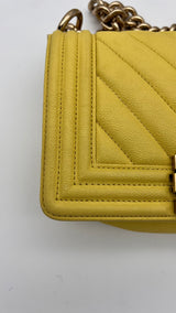 Chanel Chanel Yellow Caviar Chevron Boy Bag